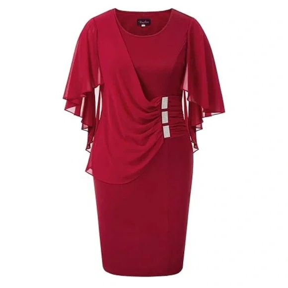 🎉 HP 🎉 Hanna Nikole Maroon Pencil Style Cocktail Dress - Picture 5 of 10